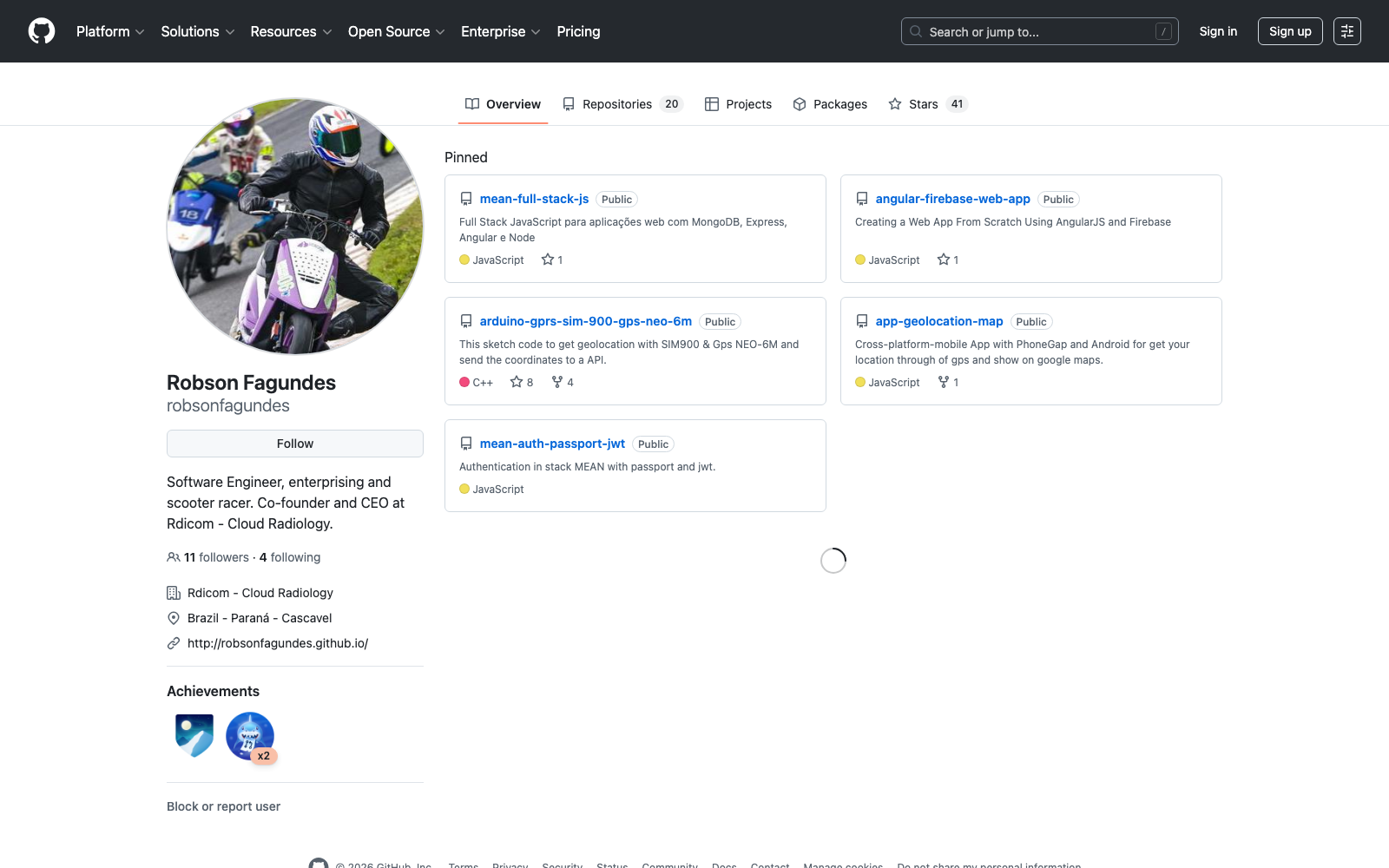Robson Fagundes GitHub profile overview